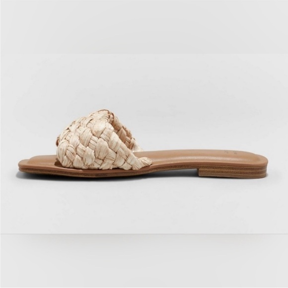 NWT A New Day Nicolette Raffia Slide Sandals - Picture 3 of 7